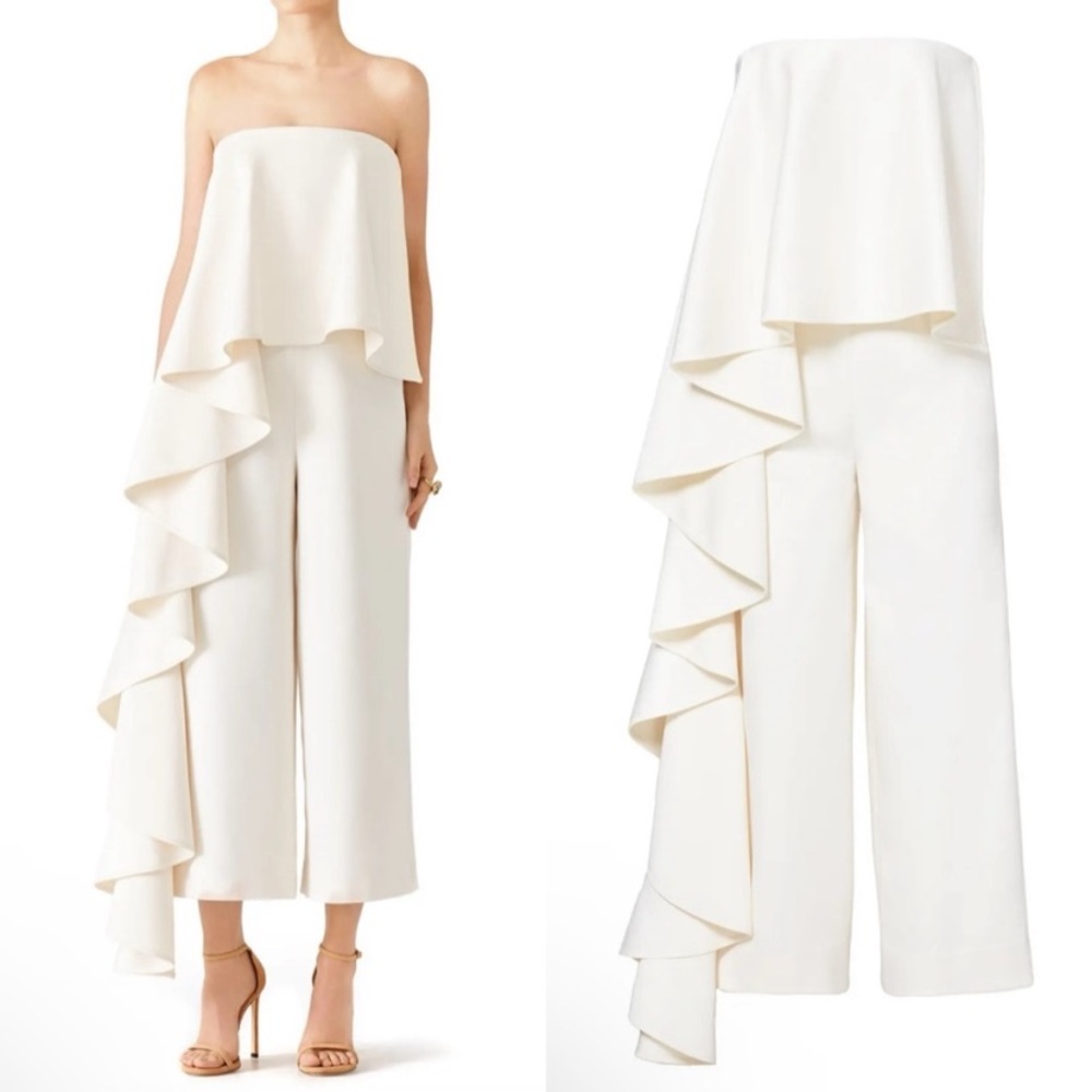 Solace London Cream Strapless Jumpsuit
